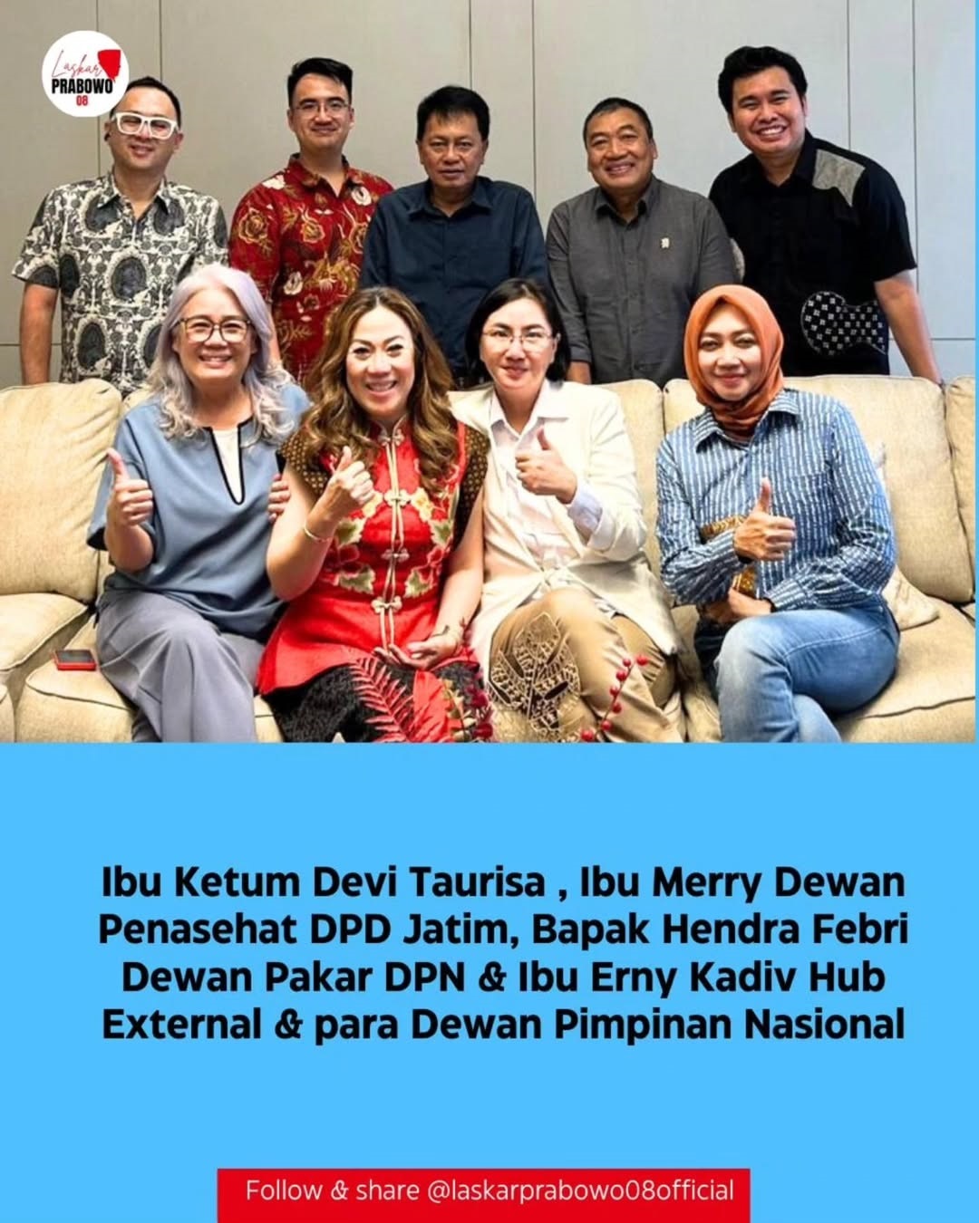 Silaturahmi Pertemuan pembahasan demi kemajuan Laskar Prabowo 08. hadir Ibu Ketum Devi Taurisa Silaturahmi Pertemuan pembahasan demi kemajuan Laskar Prabowo 08. hadir Ibu Ketum Devi Taurisa